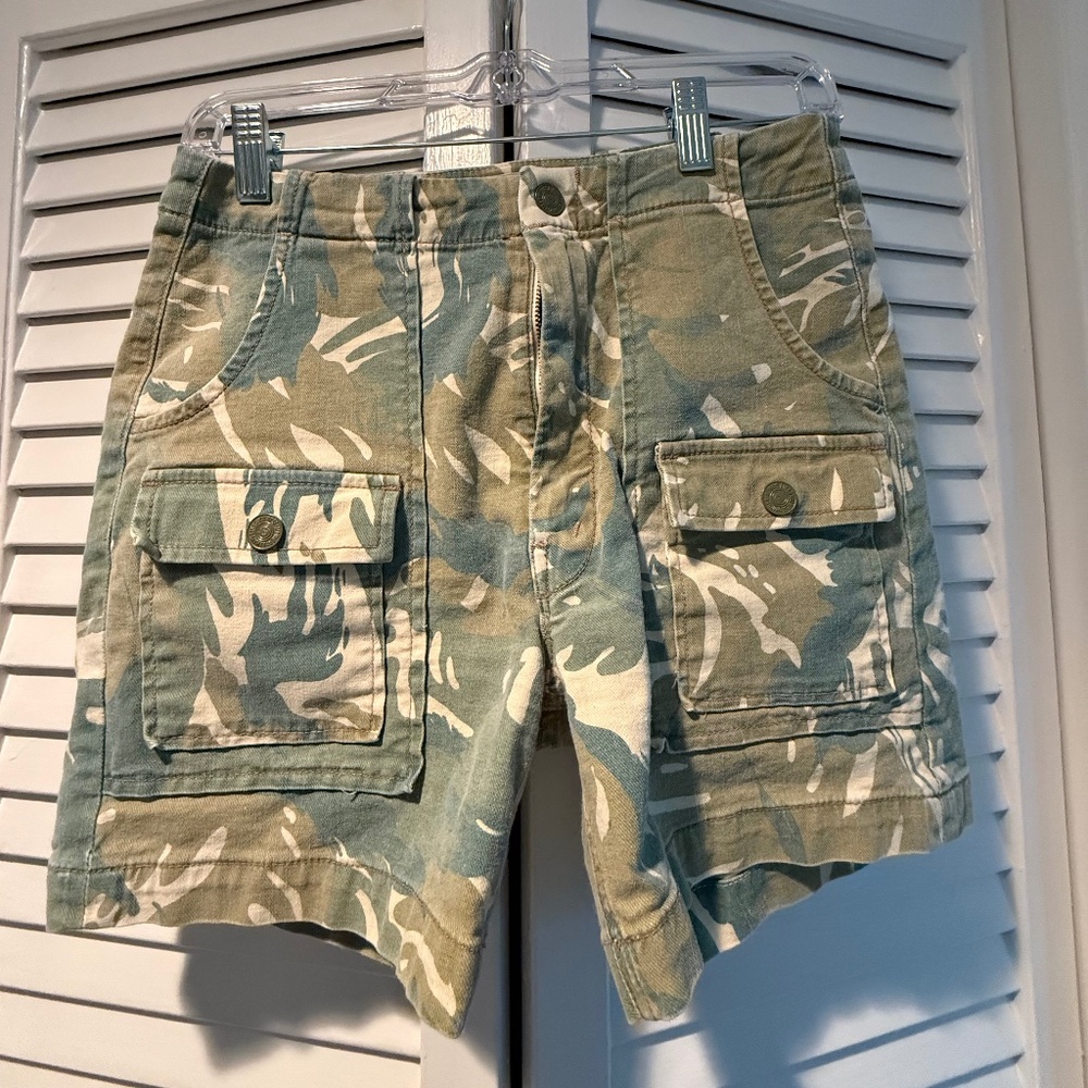 Mother The Rambler Patch Pocket Tropical Camo High Rise Shorts